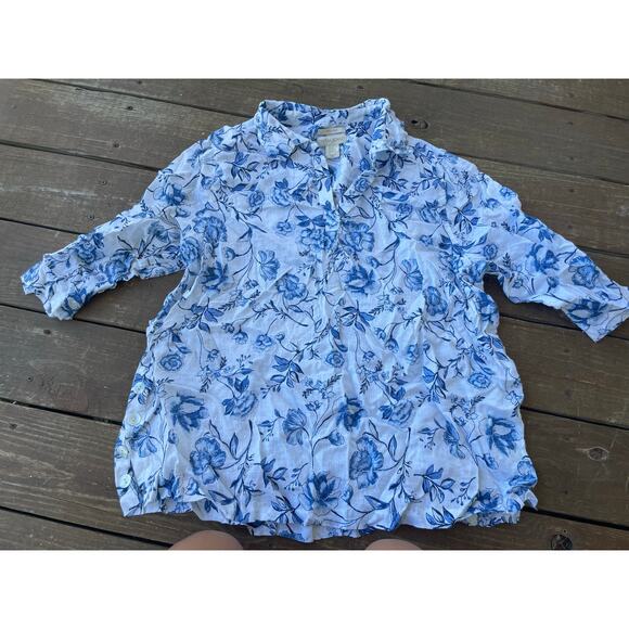 Cynthia Rowley 100% linen floral blouse womens 2x - Picture 1 of 4